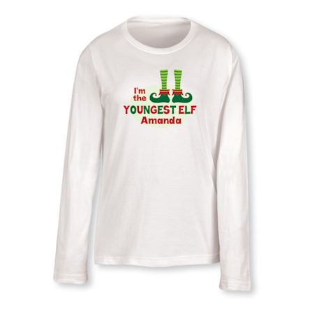 Product image for Personalized 'Youngest Elf' Shirt