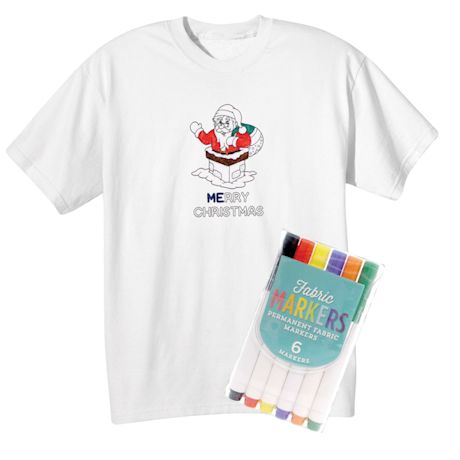 Children's Color Your Own Santa T-Shirt & Markers Set