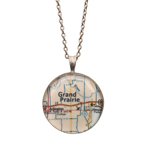 Engraved Custom Map 1' Pendant Necklace
