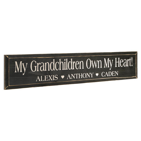 Personalized "My Grandchildren Own My Heart!" Wood Wall Art