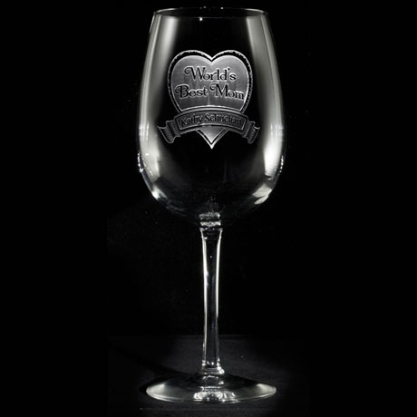 Personalized "World's Best Mom" Wine Glass