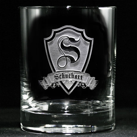 Personalized Shield Initial Whiskey Glasses - Set of 2