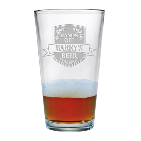 Personalized Hands Off Single Pint Glass