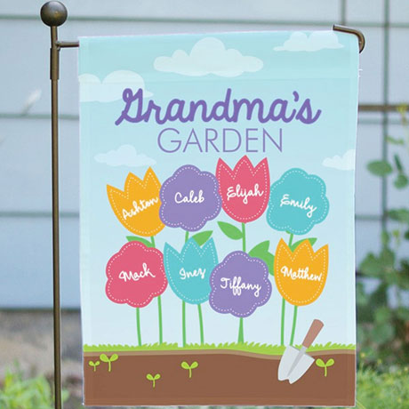 Personalized Favorite Flowers Garden Flag with Flag Pole