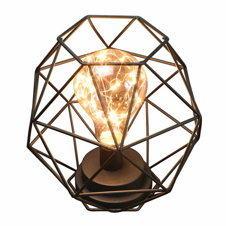 Table Desk Accent Lamp - Wire Polygon Sculpture LED Light - 12" H