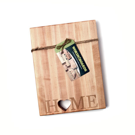 Words with Boards Maple Hardwood Cutting Board - 'Home' with Hand-Cut Heart Accent