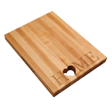 Words with Boards Maple Hardwood Cutting Board - "Home" with Hand-Cut Heart Accent