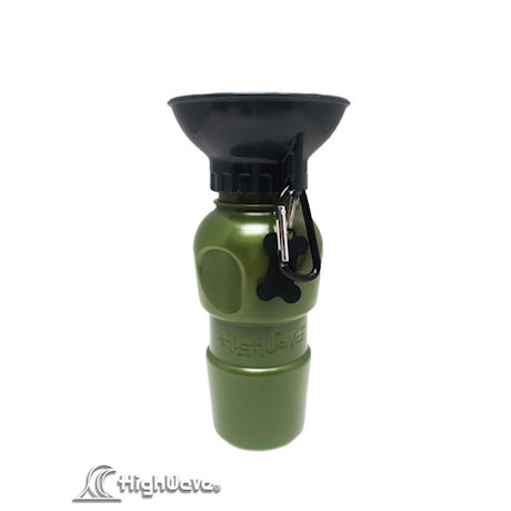 Product image for Highwave AutoDogMug Pet Sport Bottle - Portable Water Bowl - Holds 20 oz - Army Green