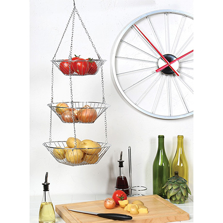 3-Tier Chrome Hanging Fruit Basket