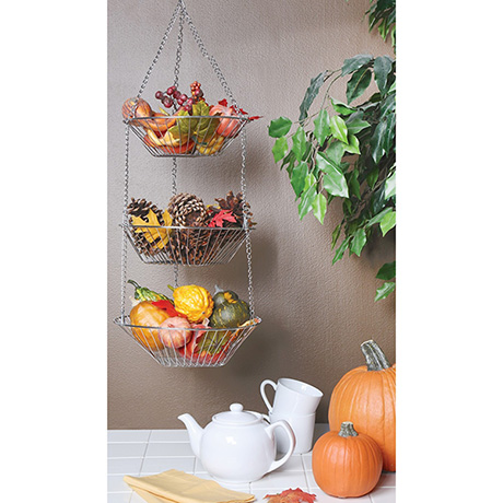 3-Tier Chrome Hanging Fruit Basket