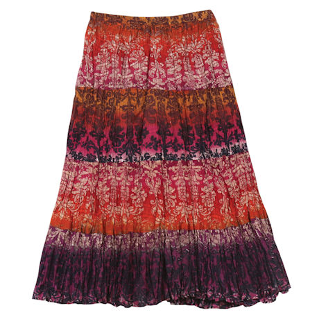 Women's Peasant Skirt - Tiered Broomstick Maxi in Rusty Reds