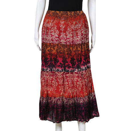Women's Peasant Skirt - Tiered Broomstick Maxi in Rusty Reds