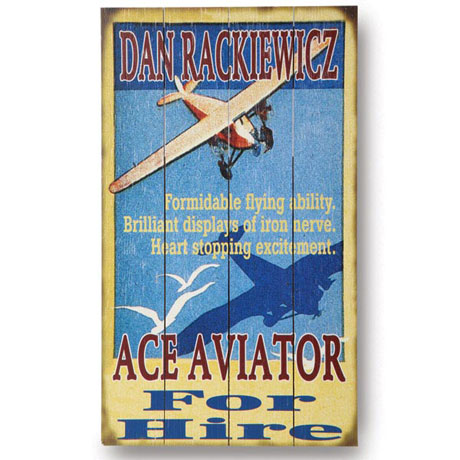 Personalized Ace Aviator Wall Sign in Wood