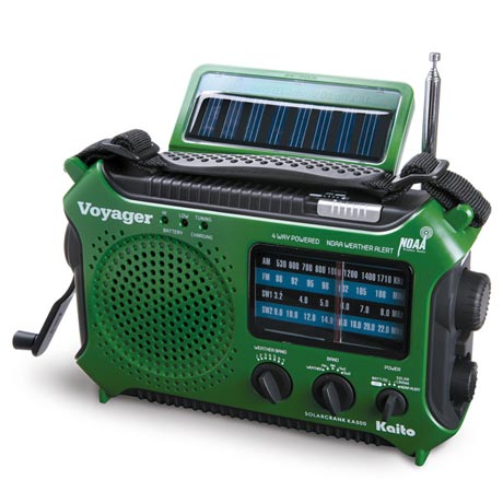 4-Way Powered Emergency Weather Alert Radio with Cell Phone Charger - Green