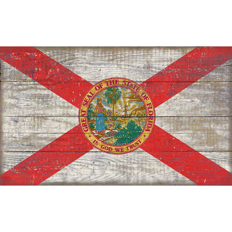 Wooden State Flag Sign Printed on Slatted Wood - All 50 States