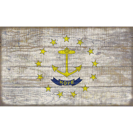 Wooden State Flag Sign Printed on Slatted Wood - All 50 States