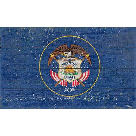 Product image for Wooden State Flag Sign Printed on Slatted Wood - All 50 States