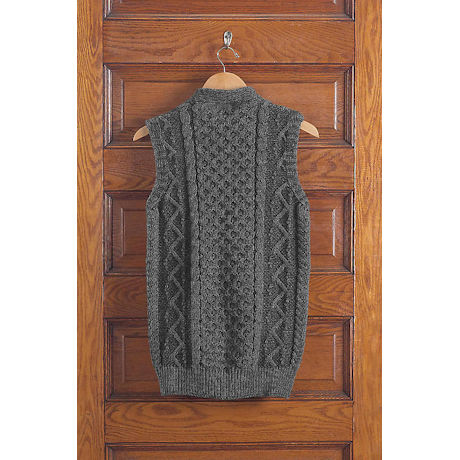 Product image for Men's Irish Aran Charcoal Sweater Vest