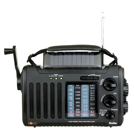 4-Way Powered Emergency Weather Alert Radio With Cell Phone Charger - Black