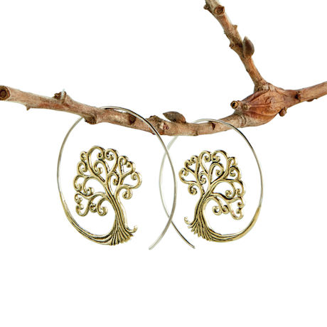 Spiral Hoop Tree Earrings