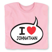 Alternate Image 2 for Personalized I Love 'Your Name' Speech Balloon Shirt