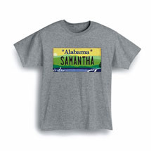 Alternate Image 1 for Personalized State License Plate T-Shirt or Sweatshirt - Alabama