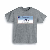 Alternate Image 1 for Personalized State License Plate Shirts - Connecticut