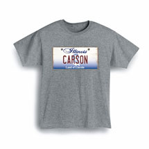 Alternate Image 1 for Personalized State License Plate T-Shirt or Sweatshirt - Illinois