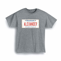 Alternate Image 1 for Personalized State License Plate T-Shirt or Sweatshirt - Massachusetts