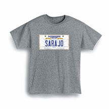 Alternate Image 1 for Personalized State License Plate T-Shirt or Sweatshirt - Mississippi