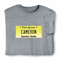 Personalized State License Plate T-Shirt or Sweatshirt - New Jersey
