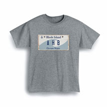 Alternate Image 1 for Personalized State License Plate Shirts - Rhode Island
