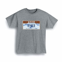 Alternate Image 1 for Personalized State License Plate T-Shirt or Sweatshirt - Utah