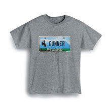 Alternate Image 1 for Personalized State License Plate T-Shirt or Sweatshirt - Wyoming