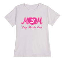 Alternate Image 3 for Personalized Mom's Maroon Heart Cursive Number of Kids T-Shirt - Mother's Day Gift