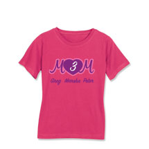 Alternate Image 2 for Personalized Mom's Pink Heart Cursive Number of Kids T-Shirt - Mother's Day Gift