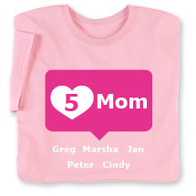 Alternate image Personalized Pink Mom's Heart Mom T-shirt