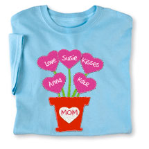 Product Image for Personalized Mother's Day Heart Flower Pot T-Shirt