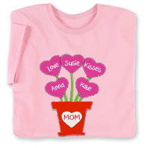 Alternate Image 1 for Personalized Mother's Day Heart Flower Pot T-Shirt