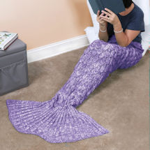 Alternate image Knit Mermaid Tail Blanket - Purple
