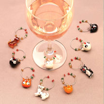 Alternate image Cat Wine Charms With Tree