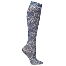 Celeste Stein® Women's Printed Closed Toe Mild Compression Knee High stocking - Navy Lace
