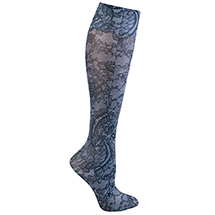 Celeste Stein® Women's Printed Closed Toe Mild Compression Knee High Stocking - Black Lace