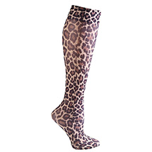 Celeste Stein® Women's Printed Closed Toe Mild Compression Knee High Stockings - Wide Calf - Leopard