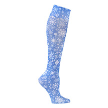 Celeste Stein® Women's Printed Closed Toe Mild Compression Knee High Stockings - Wide Calf - Snowflakes