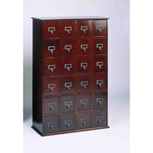Alternate Image 1 for Library Catalog Media Storage Cabinet - 24 Drawers - Stores 456 CDs or 192 DVDs
