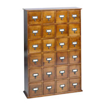 Alternate Image 2 for Library Catalog Media Storage Cabinet - 24 Drawer - Stores 456 CD's or 192 DVD's