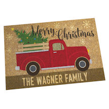 Alternate Image 1 for Personalized Christmas Truck Doormat 