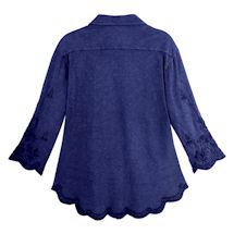 Alternate Image 1 for Scalloped Edge Embroidered Shirt-Purple