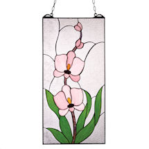 Alternate Image 1 for Pink Orchids Stained Glass Panel